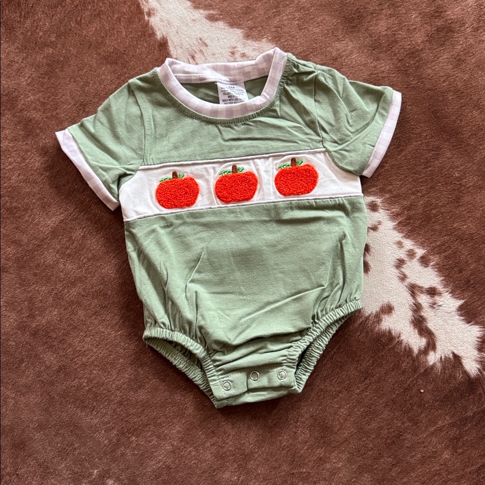 Green Baby Onesie with Pumpkin Design